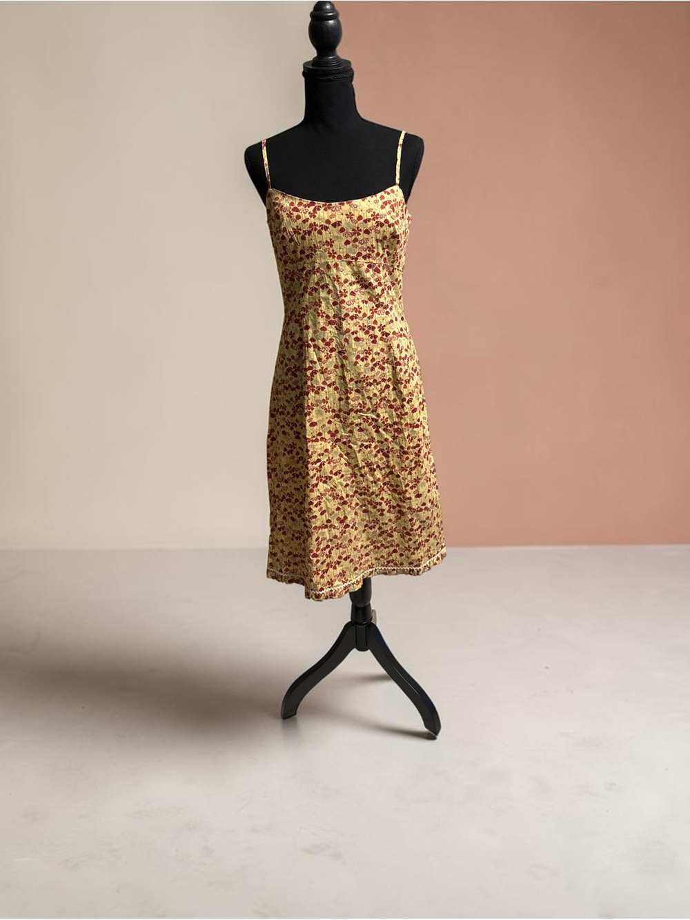 Max Studio Yellow Mini Dress with Red Floral Print